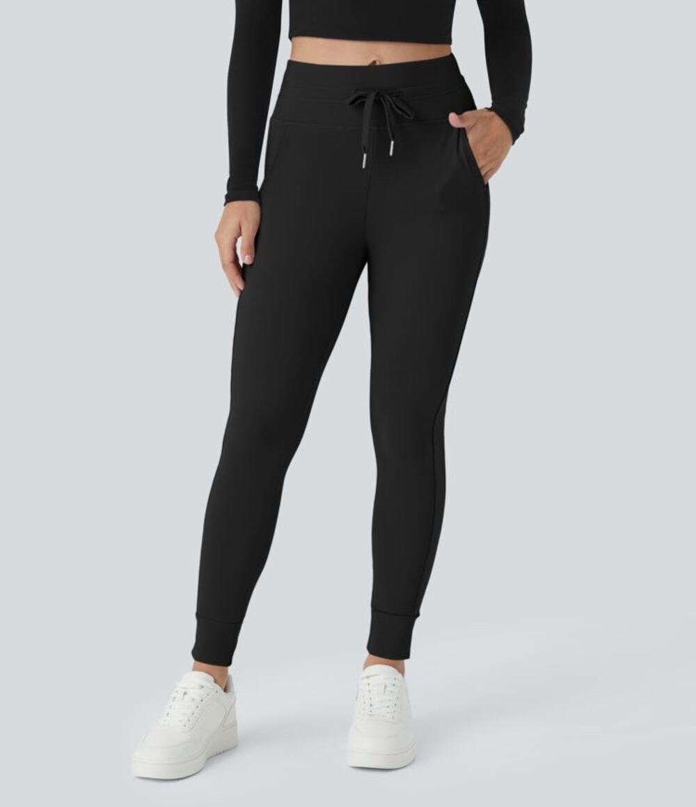 Halara SoftlyZero Plush High Waisted Drawstring Pocket Plain Full Length Joggers